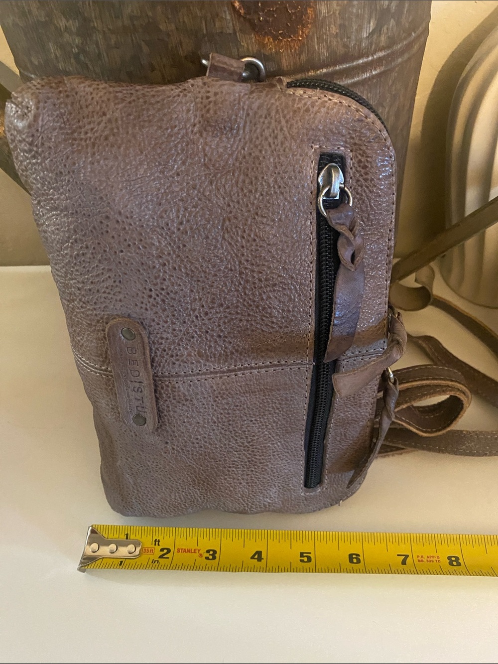 Bed stu Magdalene Taupy brown distressed leather wristlet/crossbody bag - Picture 10 of 12